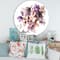 Designart - Purple Retro Flowers With Brown Leaves - Traditional Metal Circle Wall Art